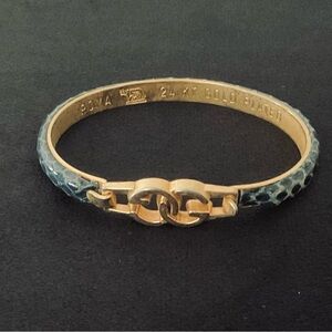 #221 Vintage Gucci Blue Snakeskin 24K Gold Plated Roma Italy Bracelet